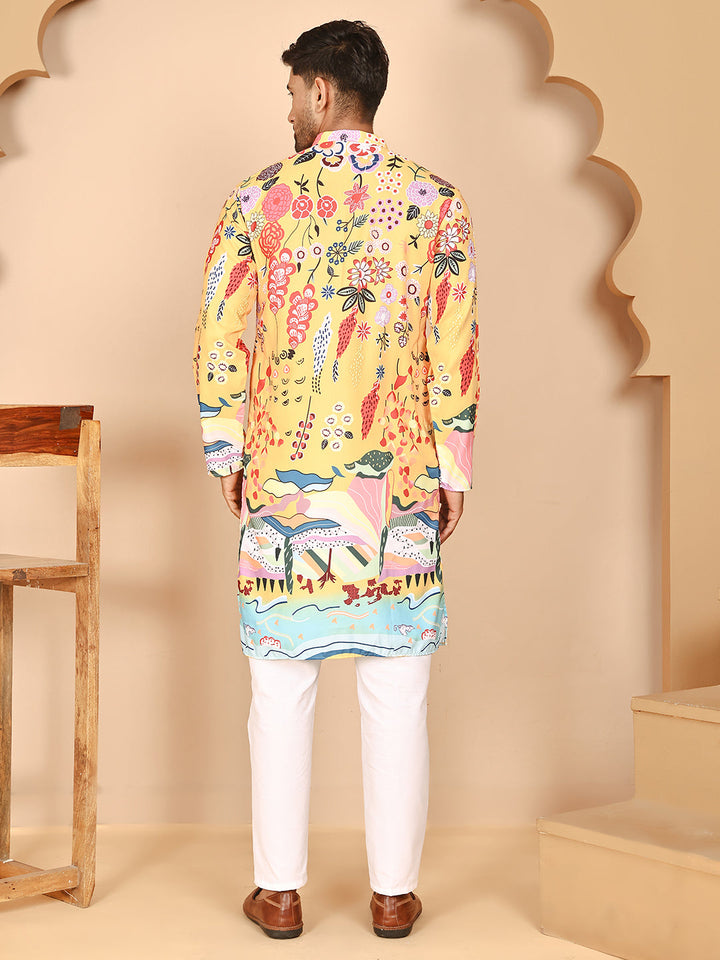 Printed Kurta Pyjama With Artistic Design