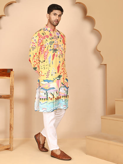Printed Kurta Pyjama With Artistic Design