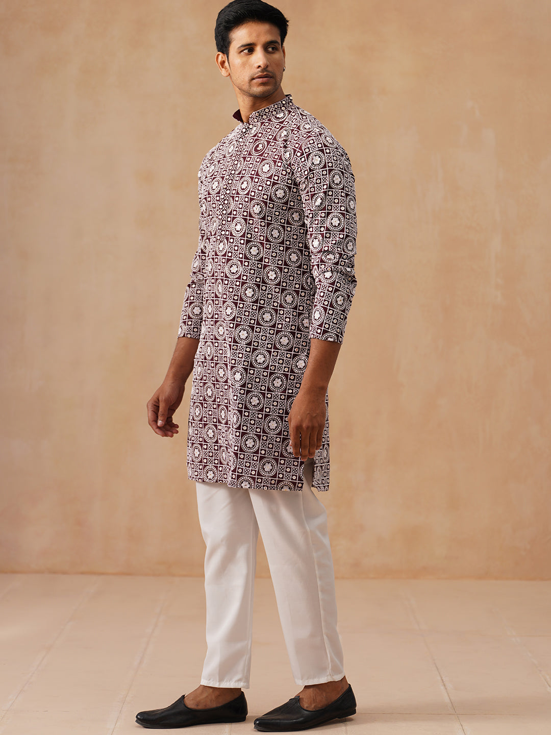 Classic Geometric Embroidered Kurta Pyjama