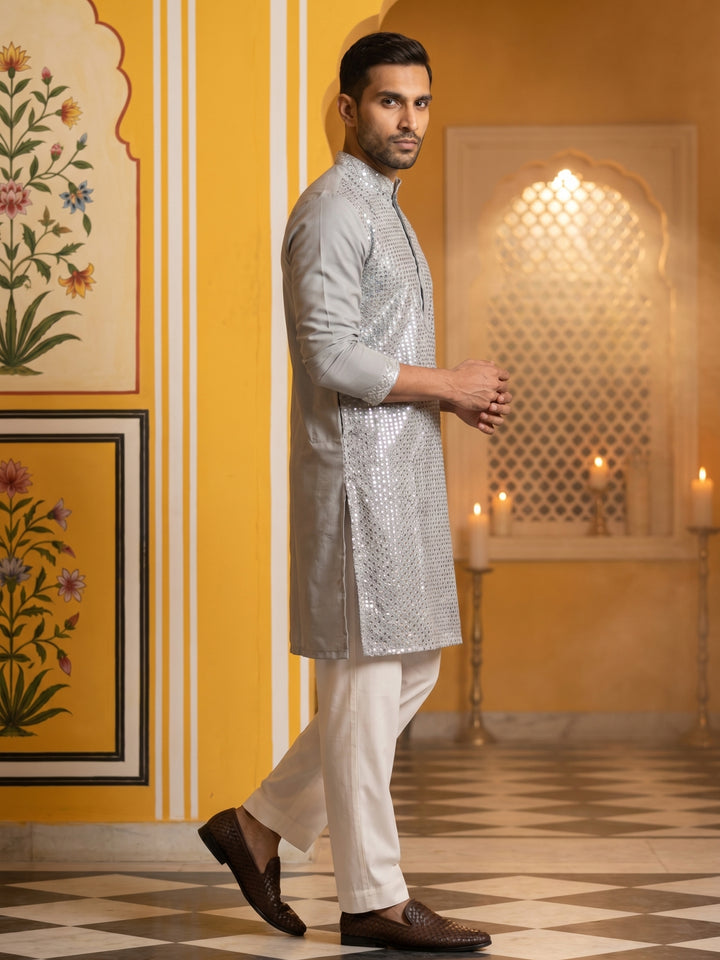 Embroidered Mirror Work Kurta Pyjama