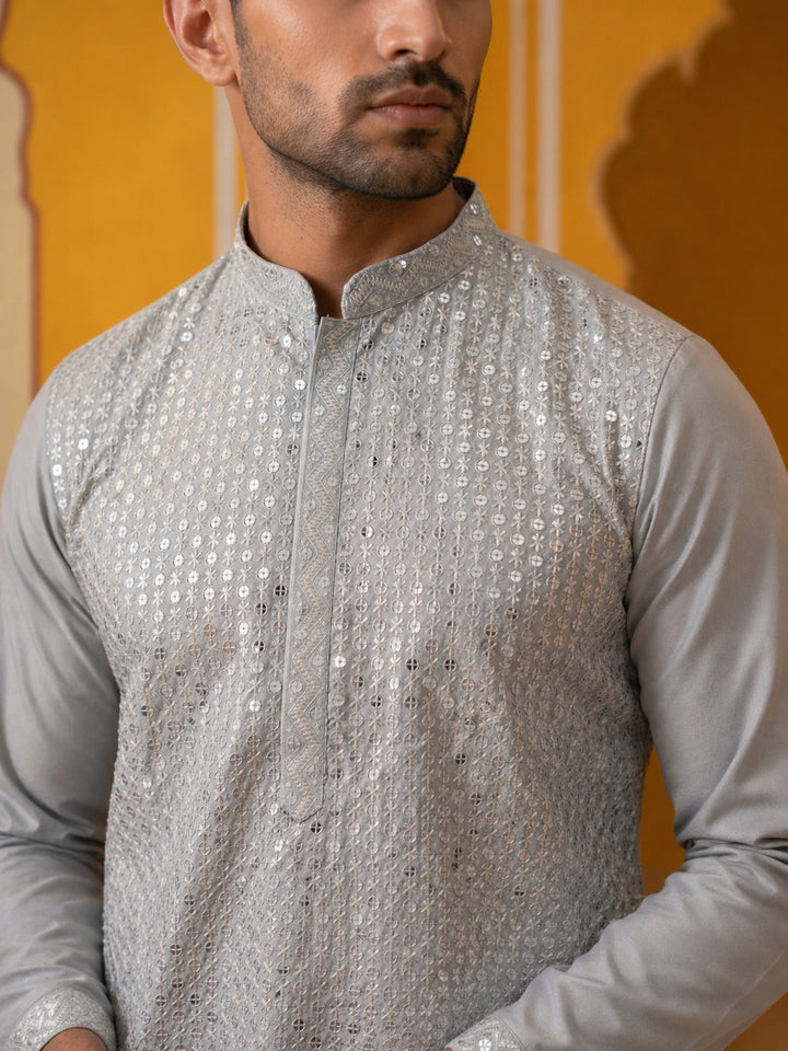 Embroidered Mirror Work Kurta Pyjama