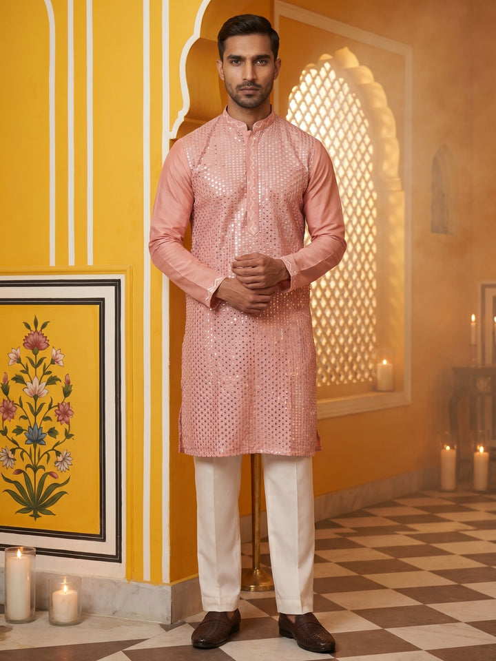Embroidered Mirror Work Kurta Pyjama