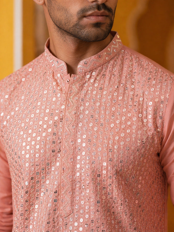 Embroidered Mirror Work Kurta Pyjama
