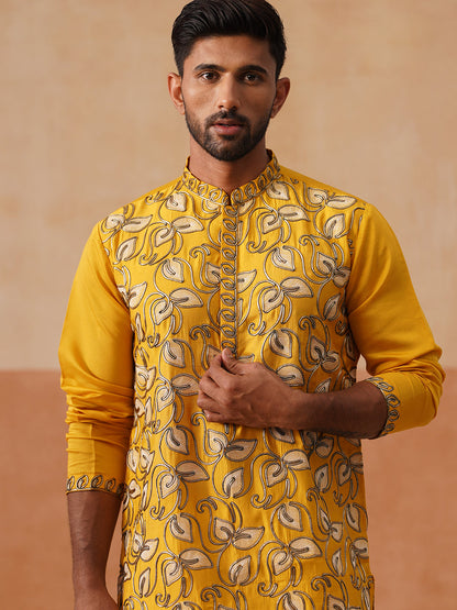 Floral Thread Embroidered Silk Blend Kurta Set