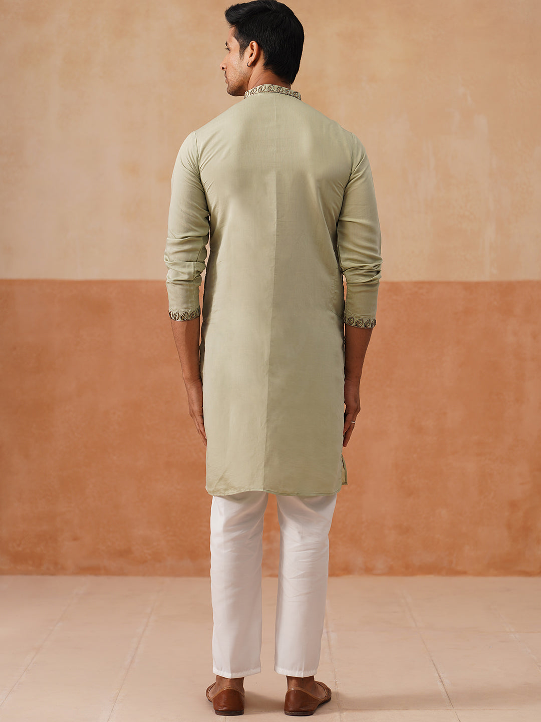 Floral Thread Embroidered Silk Blend Kurta Set