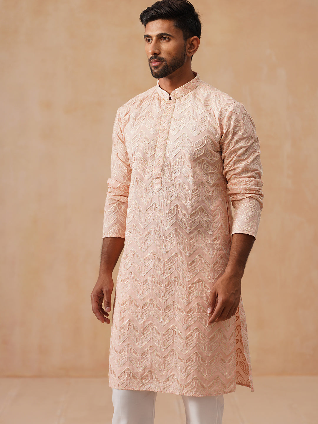 Floral Thread Embroidered Silk Blend Kurta Set