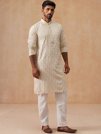 Men’S Festive Kurta Set With Intricate Embroidery