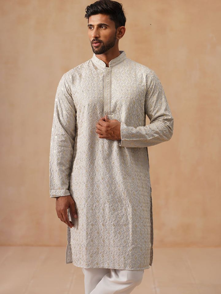 Men’S Festive Kurta Set With Intricate Embroidery