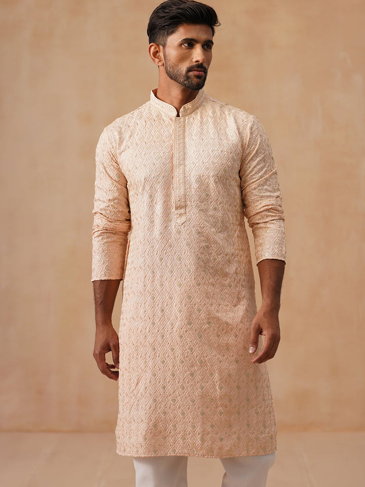 Men’S Festive Kurta Set With Intricate Embroidery