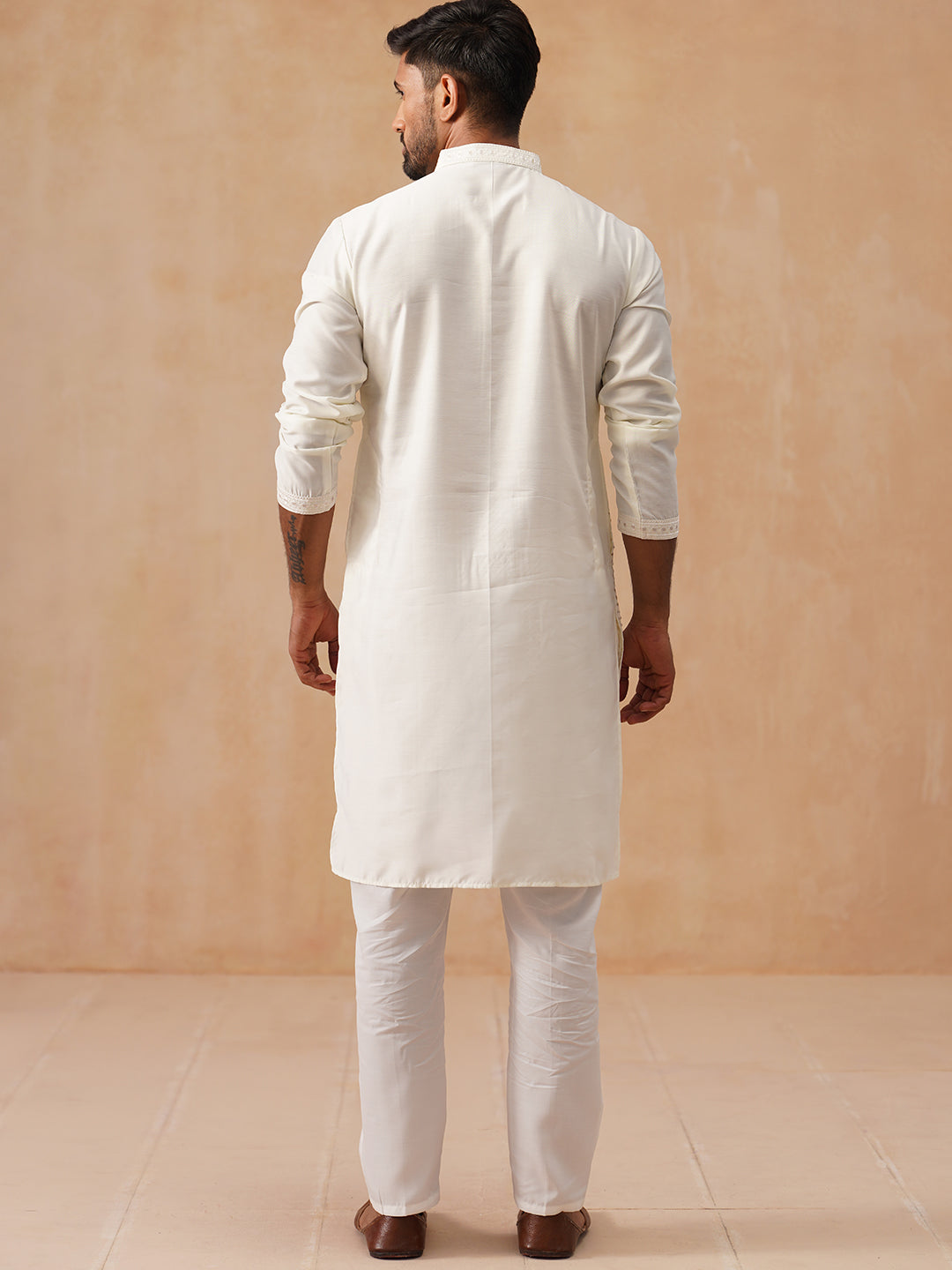 Embroidered Silk Blend Kurta Pajama Set