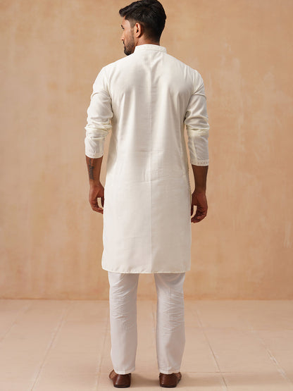 Embroidered Silk Blend Kurta Pajama Set