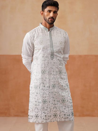 Men’S Silk Blend Embroidered Kurta Pyjama Set