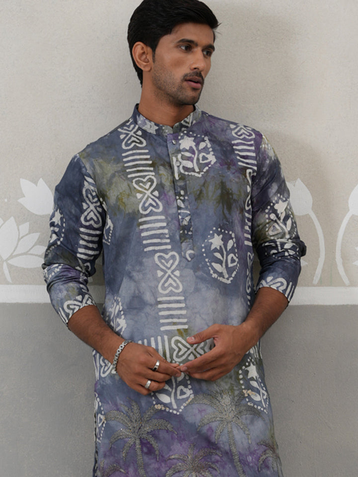 Abstract Ethnic Printed Kurta With Pyjama