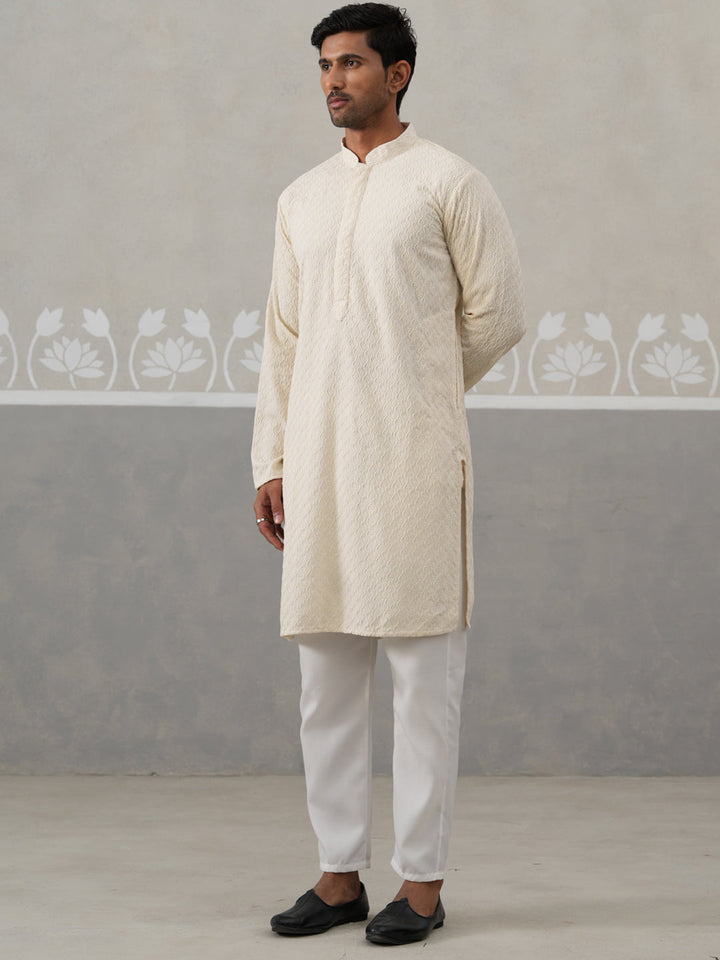 Men Embroidered Viscose Rayon Kurta With Pyjama