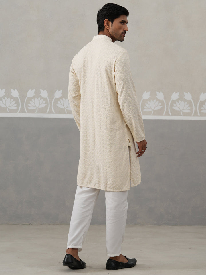 Men Embroidered Viscose Rayon Kurta With Pyjama