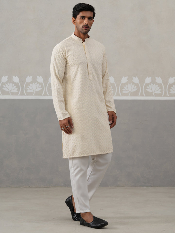 Men Embroidered Viscose Rayon Kurta With Pyjama