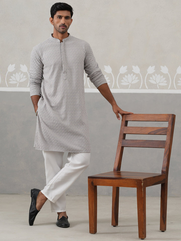 Men Embroidered Viscose Rayon Kurta With Pyjama