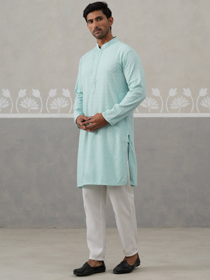 Men Embroidered Viscose Rayon Kurta With Pyjama