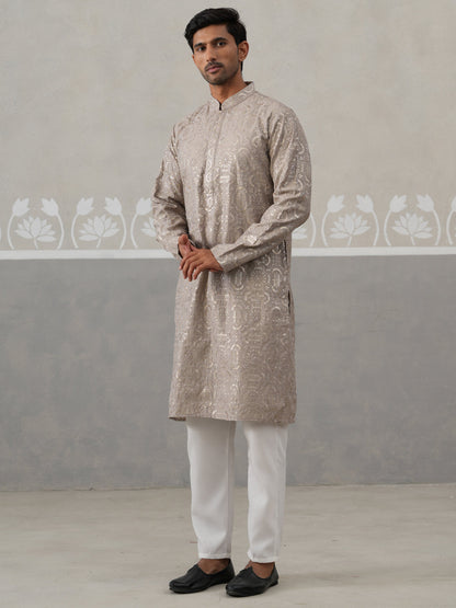 Silk Blend Designer Embroidered Kurta Pyjama