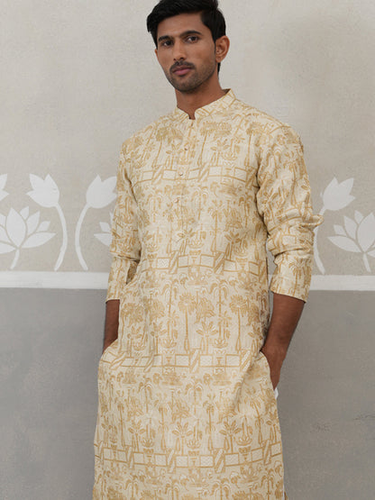 Designer Silk Blend Kurta Pyjama For Men