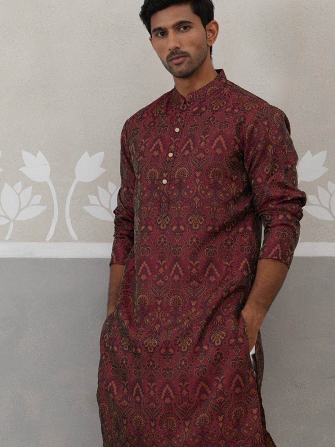 Silk Blend Designer Kurta Pyjama For Men
