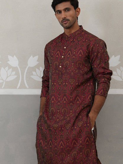 Silk Blend Designer Kurta Pyjama For Men