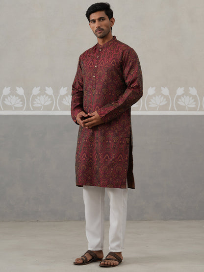 Silk Blend Designer Kurta Pyjama For Men
