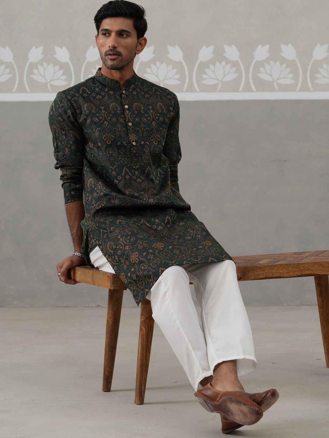 Silk Blend Designer Kurta Pyjama For Men