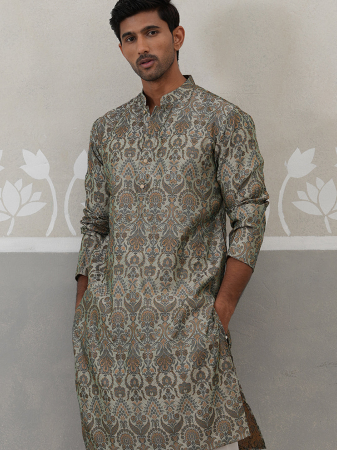 Silk Blend Designer Kurta Pyjama For Men
