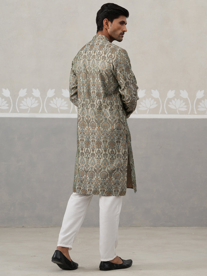 Silk Blend Designer Kurta Pyjama For Men