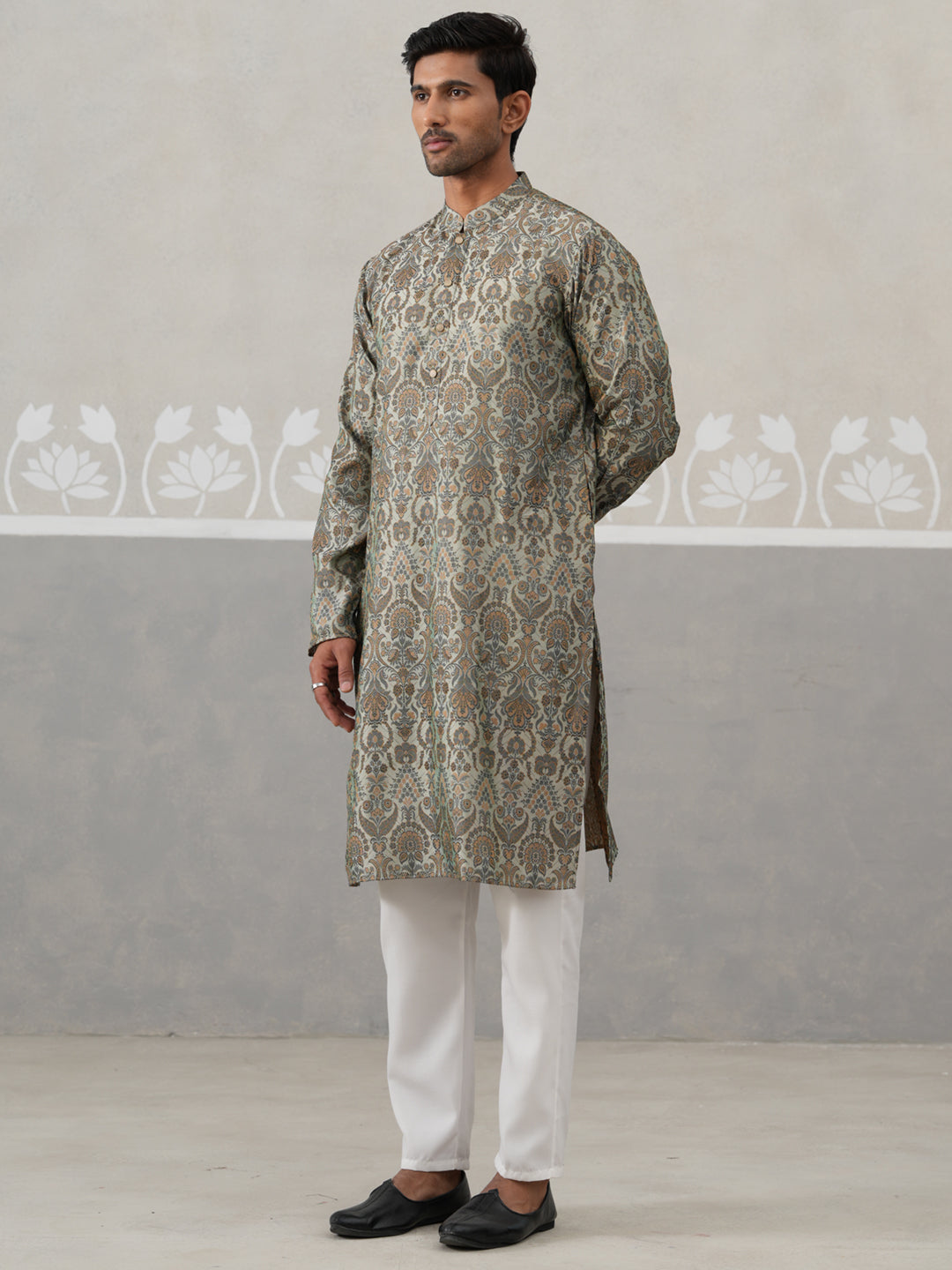 Silk Blend Designer Kurta Pyjama For Men