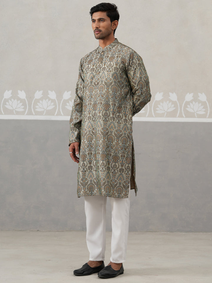 Silk Blend Designer Kurta Pyjama For Men
