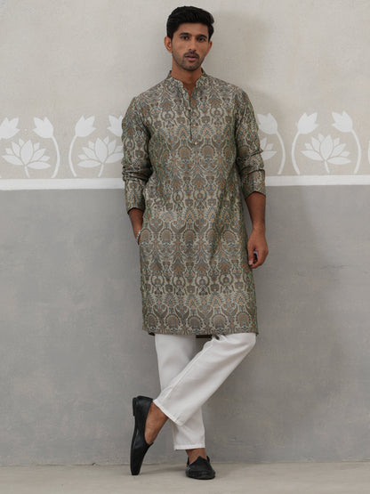 Silk Blend Designer Kurta Pyjama For Men