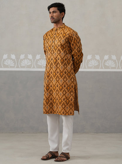 Silk Blend Woven Design Kurta Pyjama Set