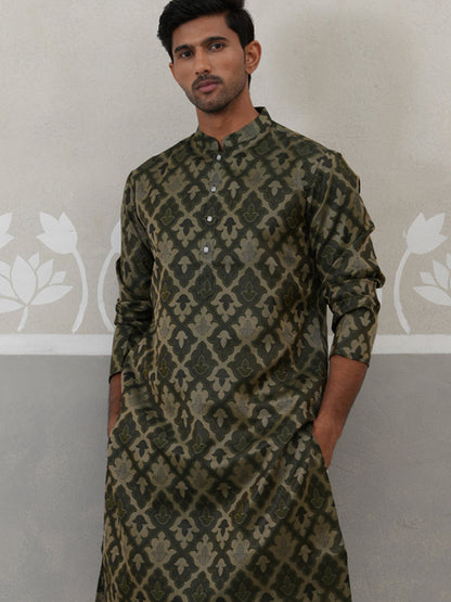 Silk Blend Woven Design Kurta Pyjama Set