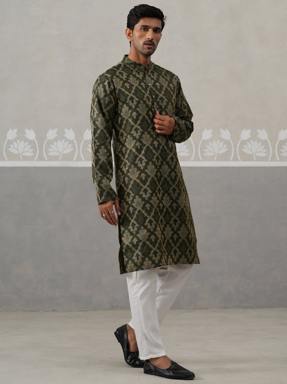Silk Blend Woven Design Kurta Pyjama Set