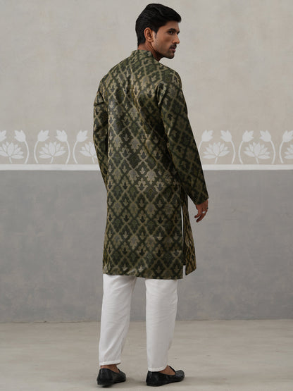 Silk Blend Woven Design Kurta Pyjama Set
