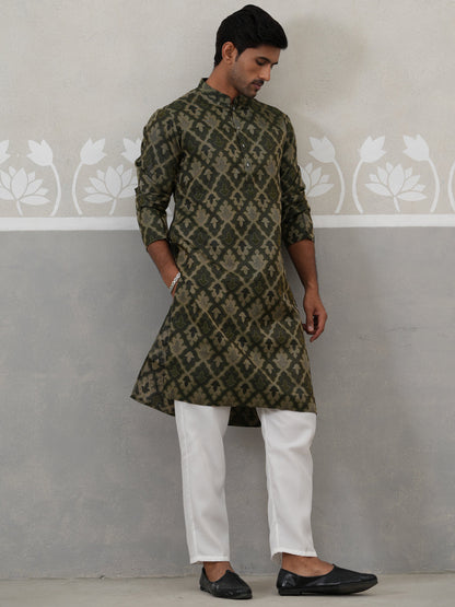 Silk Blend Woven Design Kurta Pyjama Set