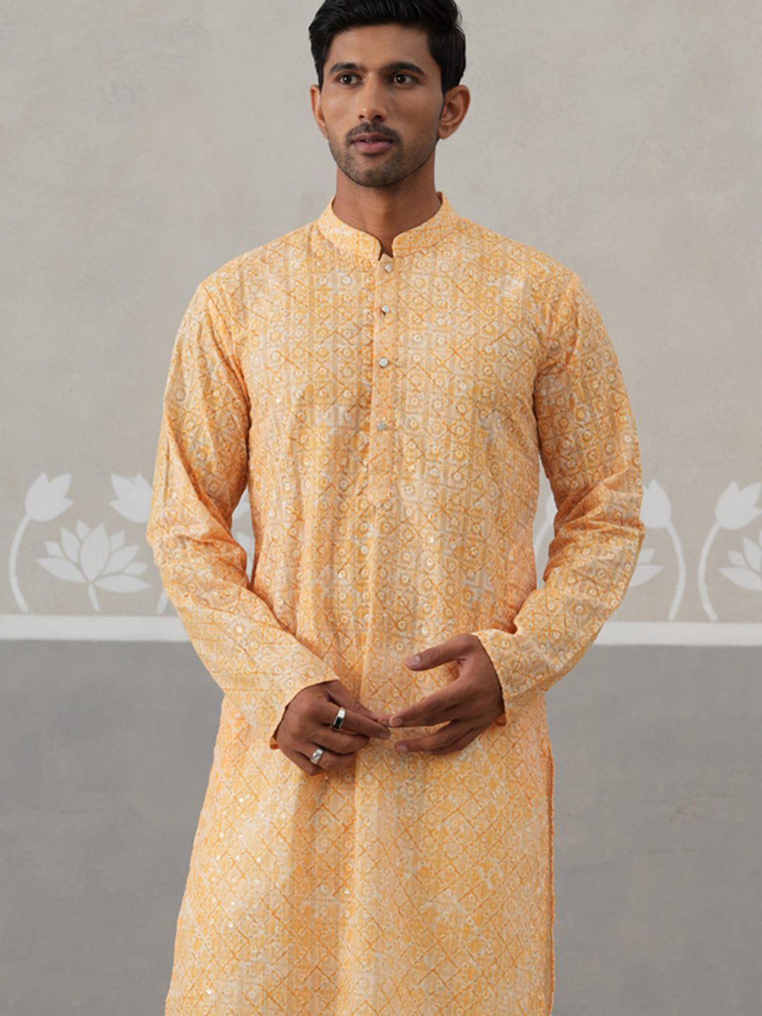 Printed And Embroidered Kurta Pyjama Set.