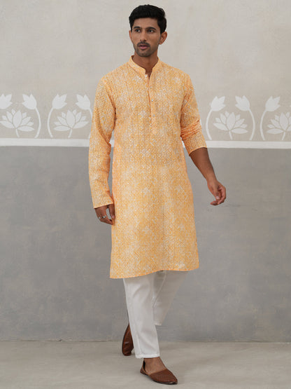 Printed And Embroidered Kurta Pyjama Set.
