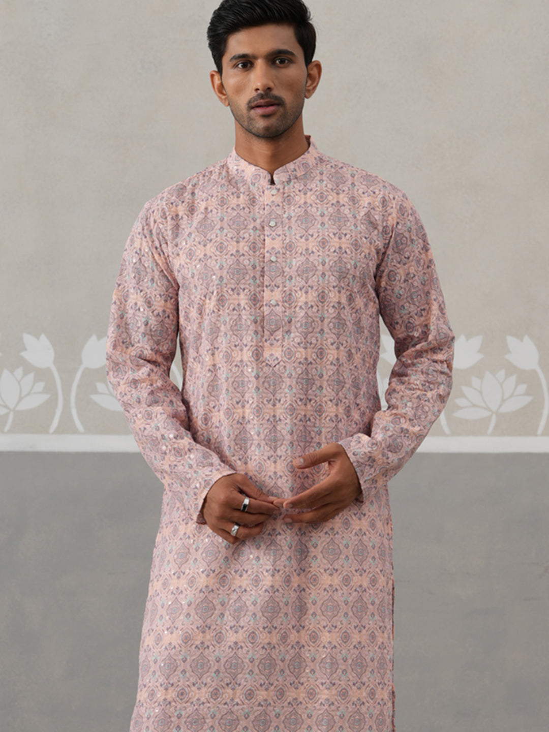 Printed And Embroidered Kurta Pyjama Set.