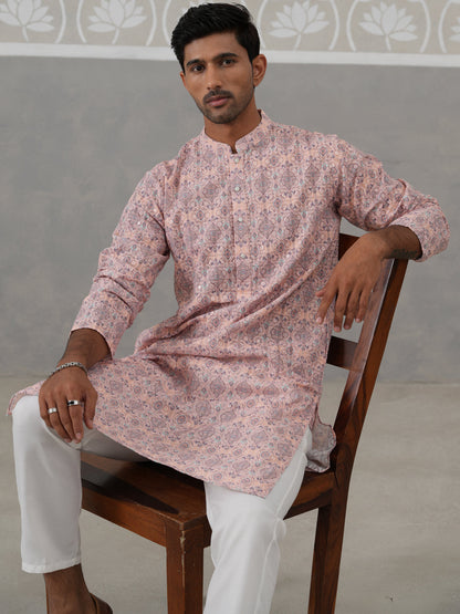Printed And Embroidered Kurta Pyjama Set.