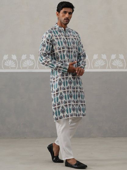 Silk Blend Woven Design Kurta Pyjama Set