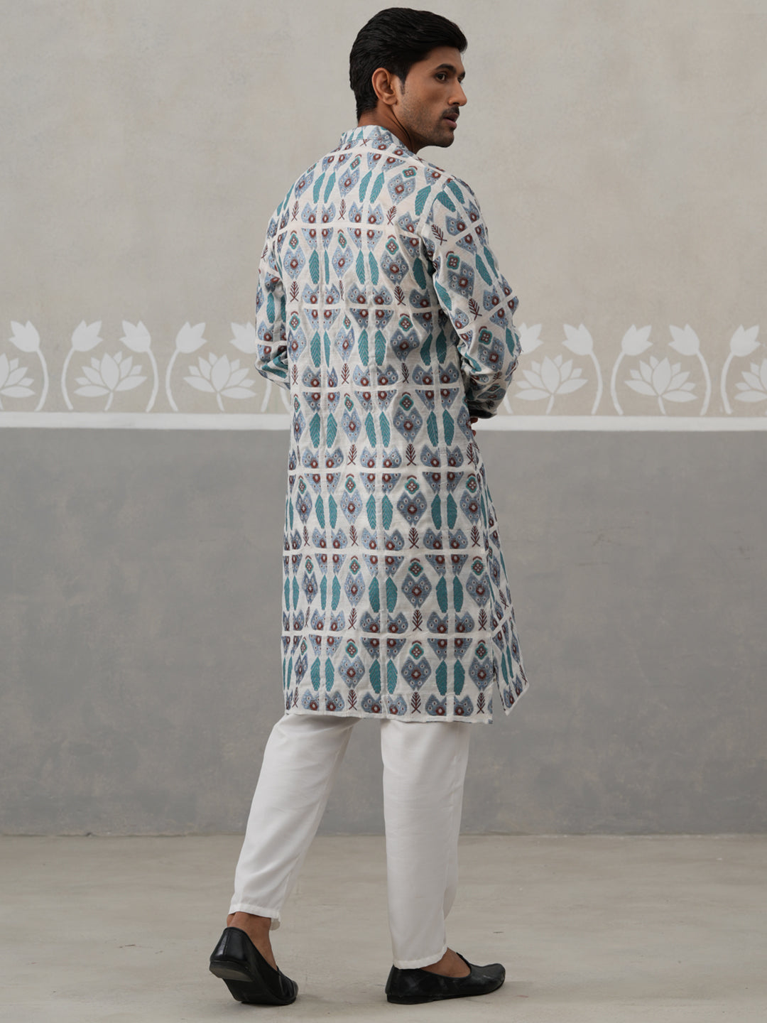 Silk Blend Woven Design Kurta Pyjama Set