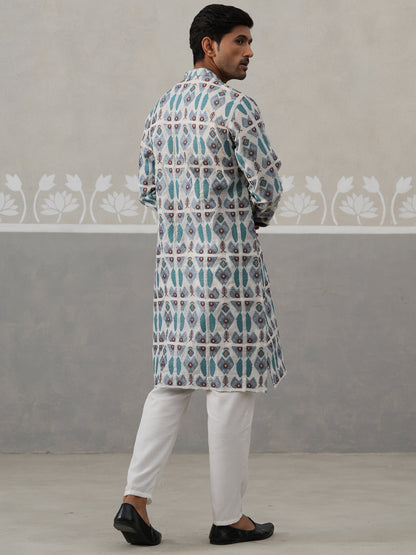 Silk Blend Woven Design Kurta Pyjama Set