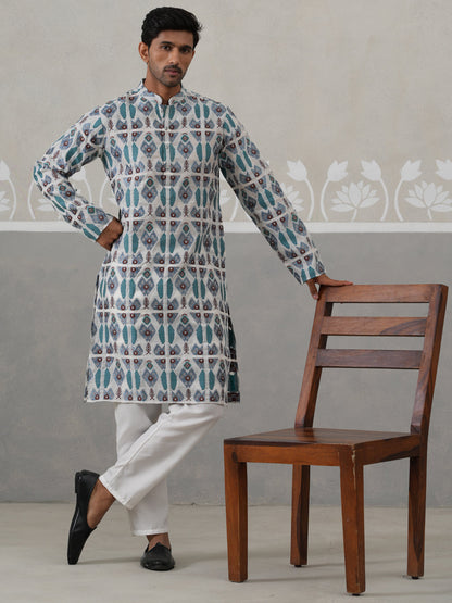 Silk Blend Woven Design Kurta Pyjama Set