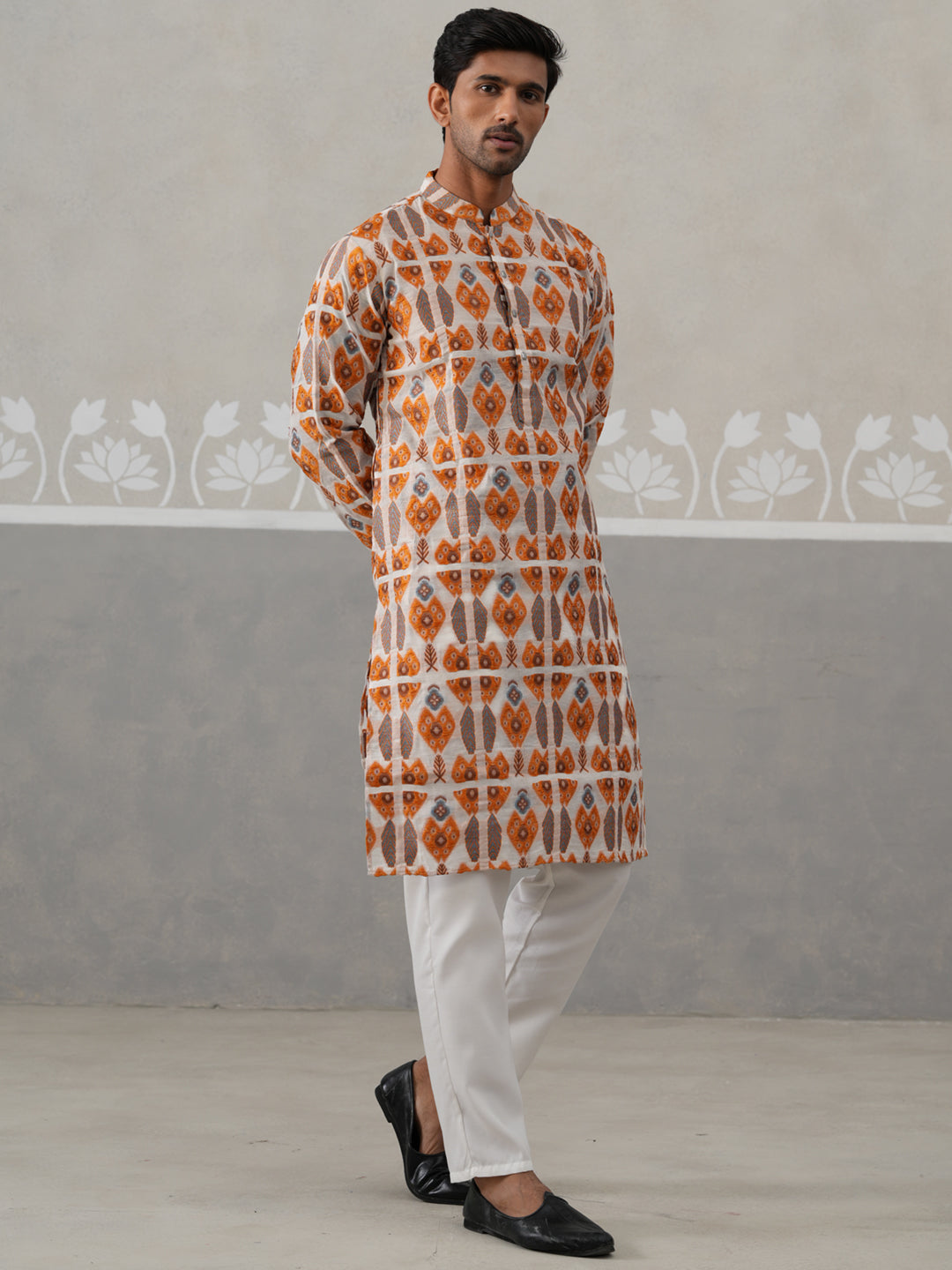 Silk Blend Woven Design Kurta Pyjama Set
