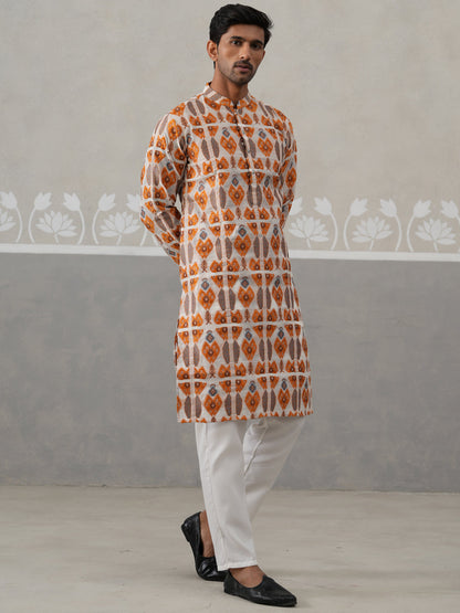 Silk Blend Woven Design Kurta Pyjama Set