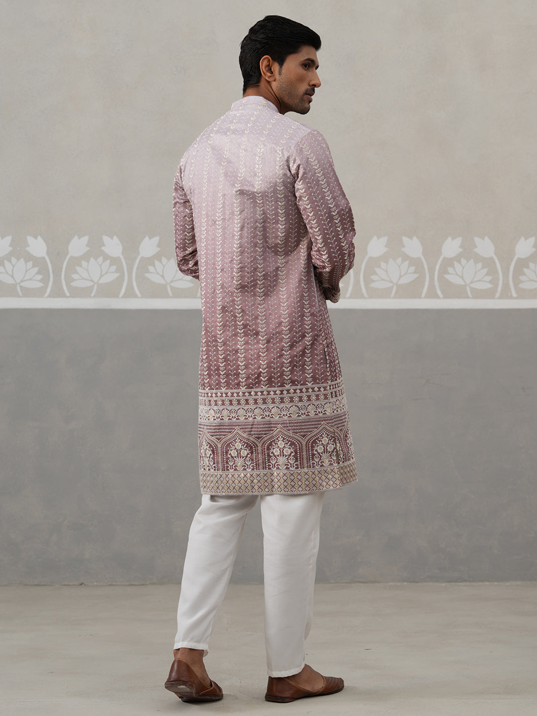 Designer Embroidery Silk Blend Kurta Pyjama For Men