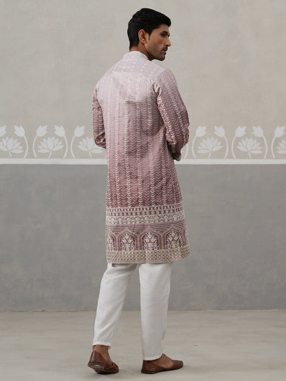 Designer Embroidery Silk Blend Kurta Pyjama For Men